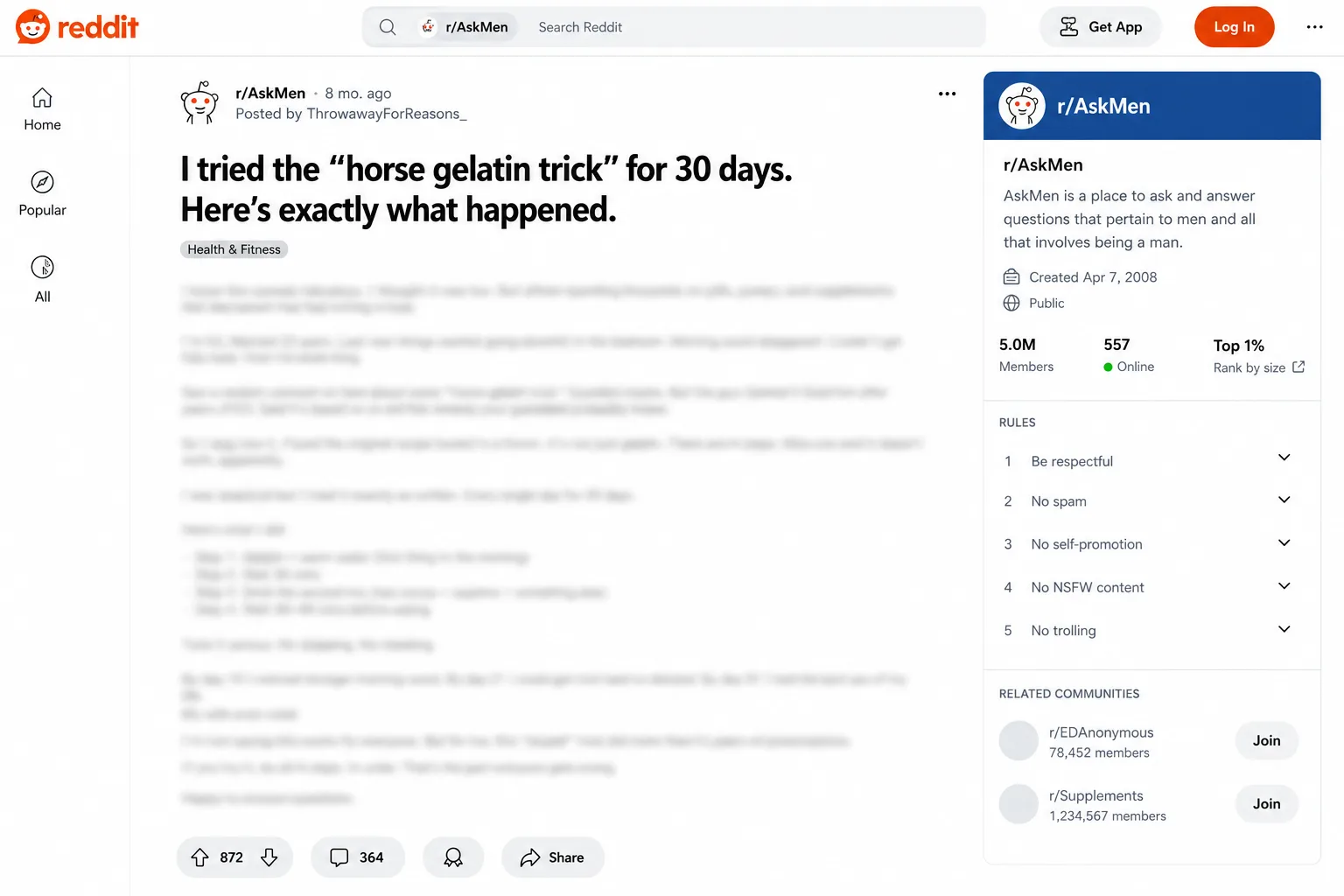 The anonymous Reddit post where the story was first shared